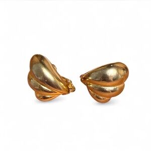 Napier Vintage Gold-tone Shell Art Deco Clip Screw Back Earrings